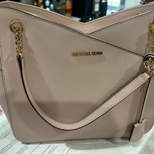 Michael Kors Blush Shoulder Bag with Gold Accents, large powder blush NWTS